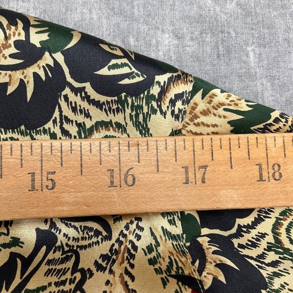 Harve Benard Blouse Women 6‎ Tan Red Leaf Floral Retro Secretary Liquid Silk 80s - Picture 8 of 11